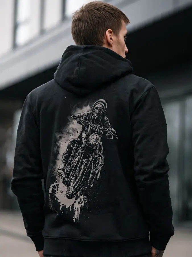 [Tshirt_FS_099305] Skull Rider Graphic Hoodie for Men (S)