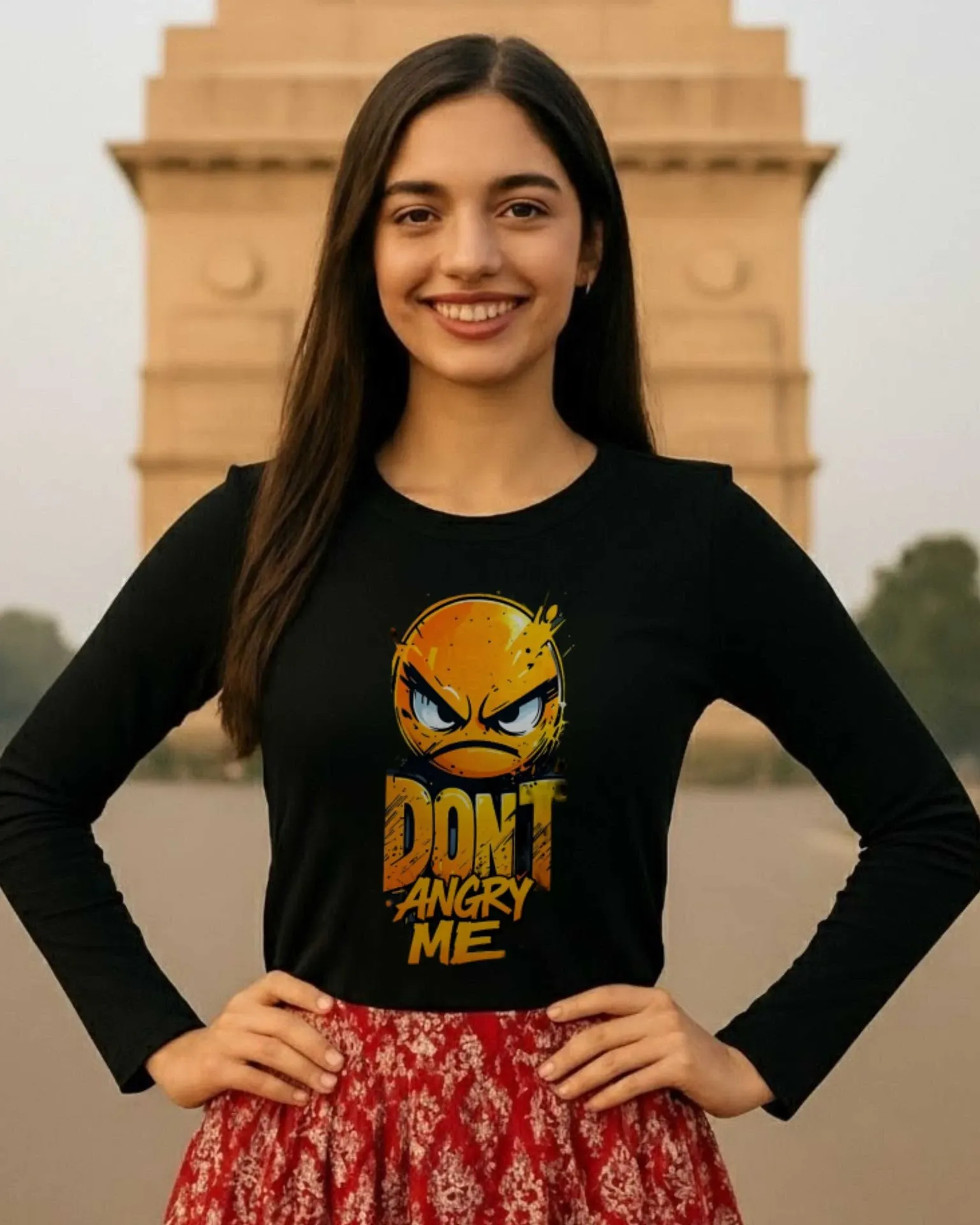 [Tshirt_FS_099056] Bold Attitude Graphic Full-Sleeve Tee – Don’t Angry Me Edition (XS)