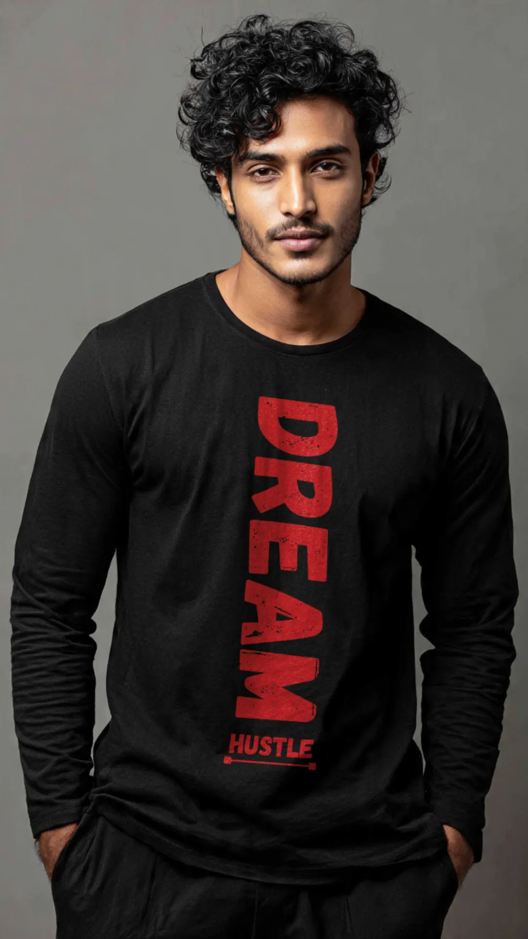 Dream Hustle Pure Cotton Long Sleeve Tee – Black
