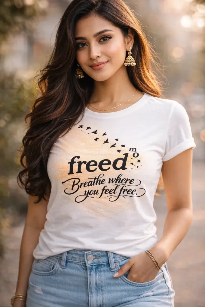 “Freedom – Breathe Where You Feel Free” Graphic T-Shirt (XS - 36)