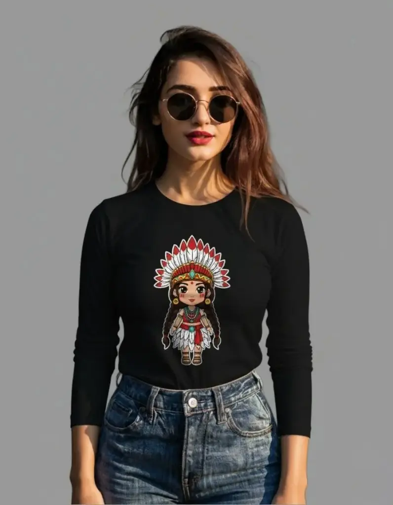 Tribal Doll Art Premium Full-Sleeve Pure Cotton Graphic Tee