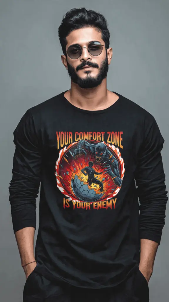 Your Comfort Zone Is Your Enemy Premium Full-Sleeve Pure Cotton Motivational Tee