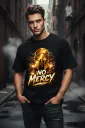 No Mercy Spartan Black Graphic Printed Oversized T-Shirt