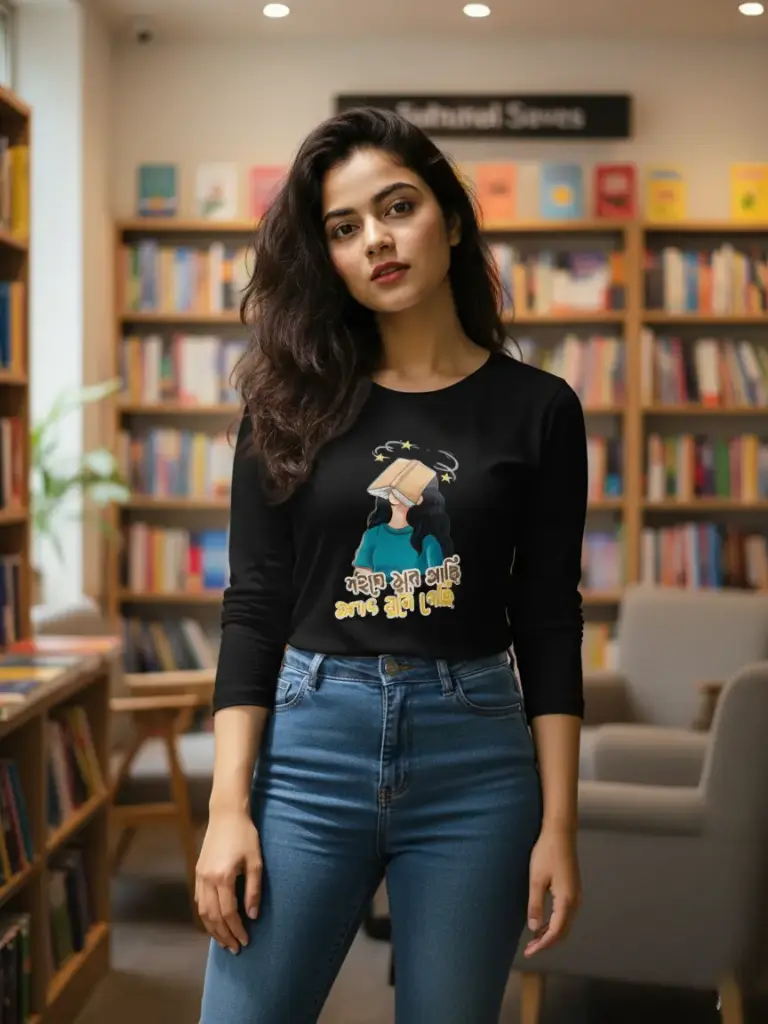 Premium Full-Sleeve Pure Cotton Graphic Bengali Tee