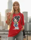 Cute Cartoon Girl Graphic Oversized Casual T-Shirt for Women