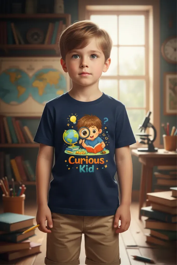 Curious Kid Navy Blue Boys T-Shirt (2 - 4 Yrs)