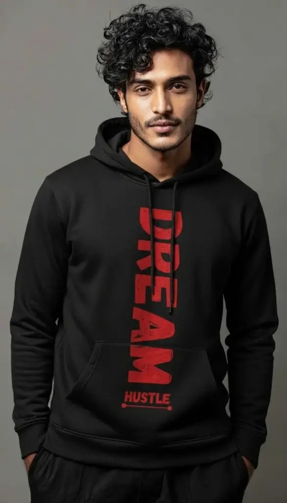 Dream Hustle Vertical Print Premium Hoodie