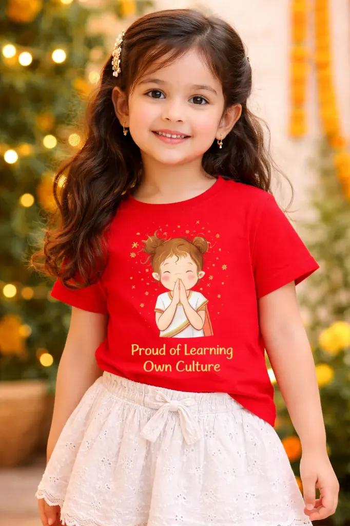 Proud of Learning Own Culture Red Kids T-Shirt (2 - 4 Yrs)