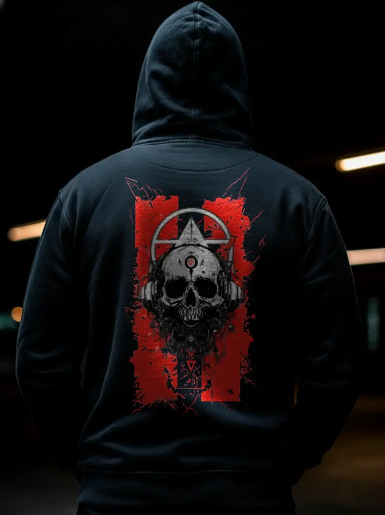 [Tshirt_FS_099090] Crimson Skull Emblem Premium Hoodie (S)