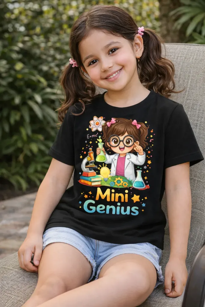 Mini Genius Black Girls T-Shirt (2 - 4 Yrs)