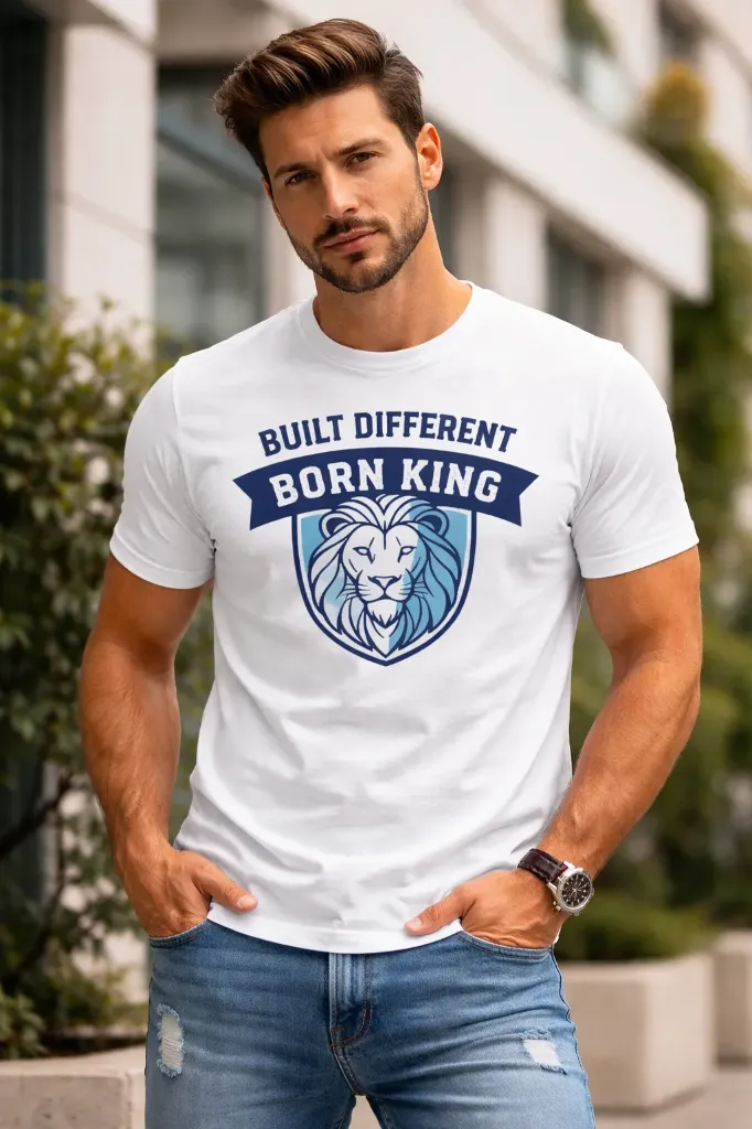 Built Different Born King Men’s White T-Shirt