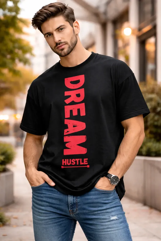 Dream Hustle Black Oversized T-Shirt – Premium Streetwear Style