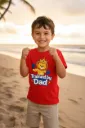Trained by Dad Kids Red T-Shirt – Lion Champion Print