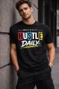 Black T-Shirt – Never Give Up Hustle Daily Graphic Print | Pure Premium Cotton