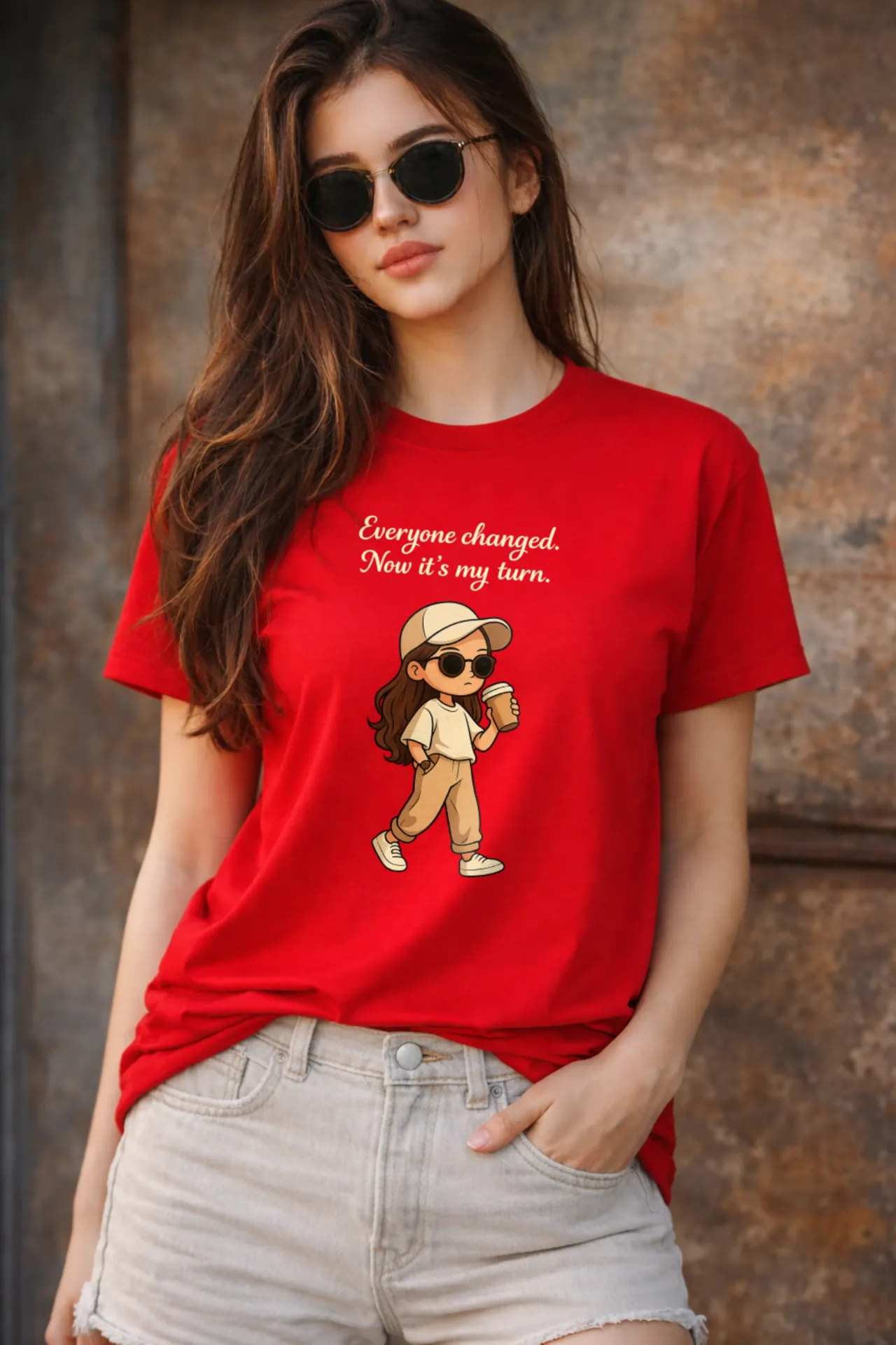 “Everyone Changed, Now It’s My Turn” Graphic T-Shirt for Women – Red | Regular Fit | Pure Premium Cotton