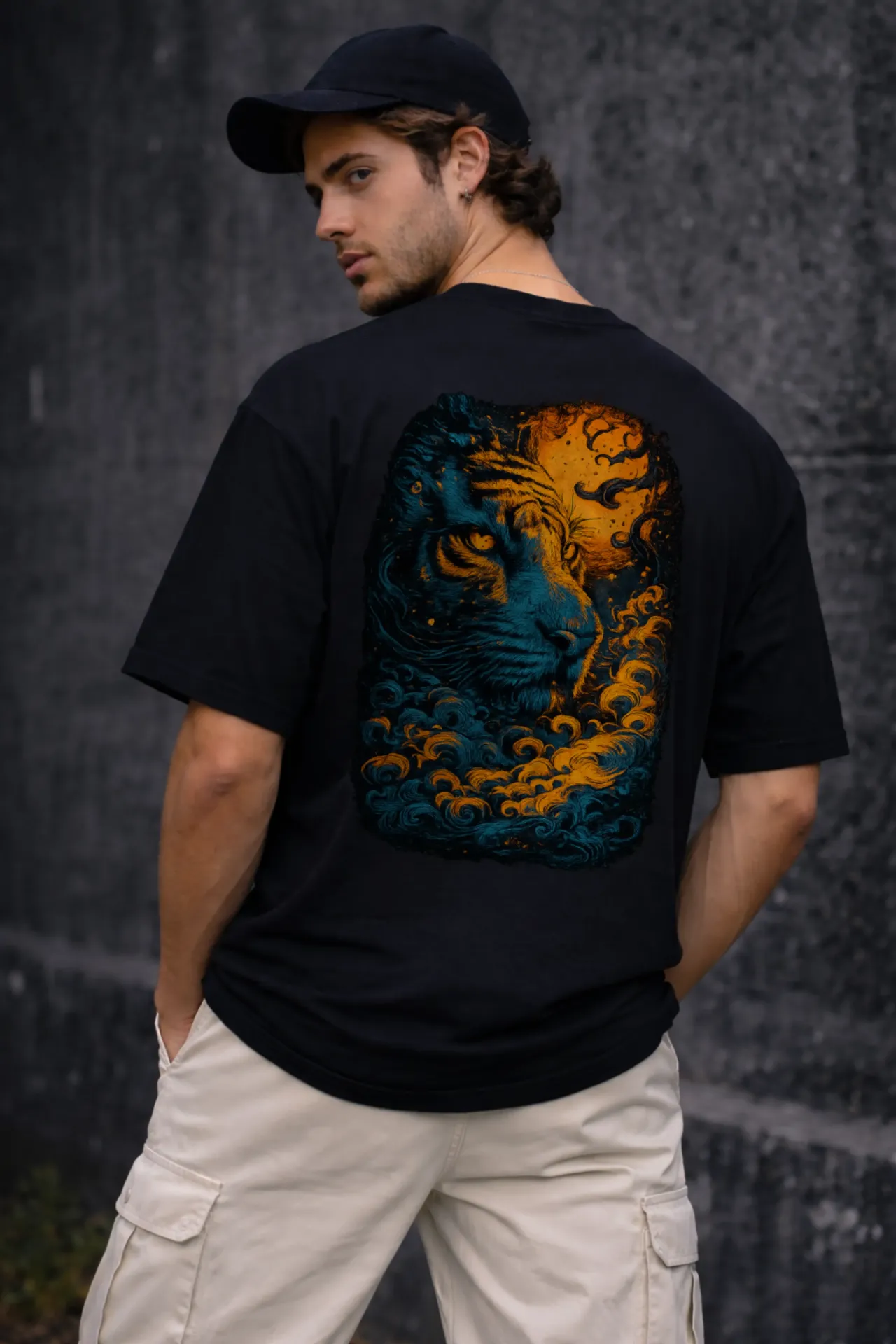 Unisex Black Oversized Graphic T-Shirt – “Untamed” Dual Side Print | Pure Premium Cotton