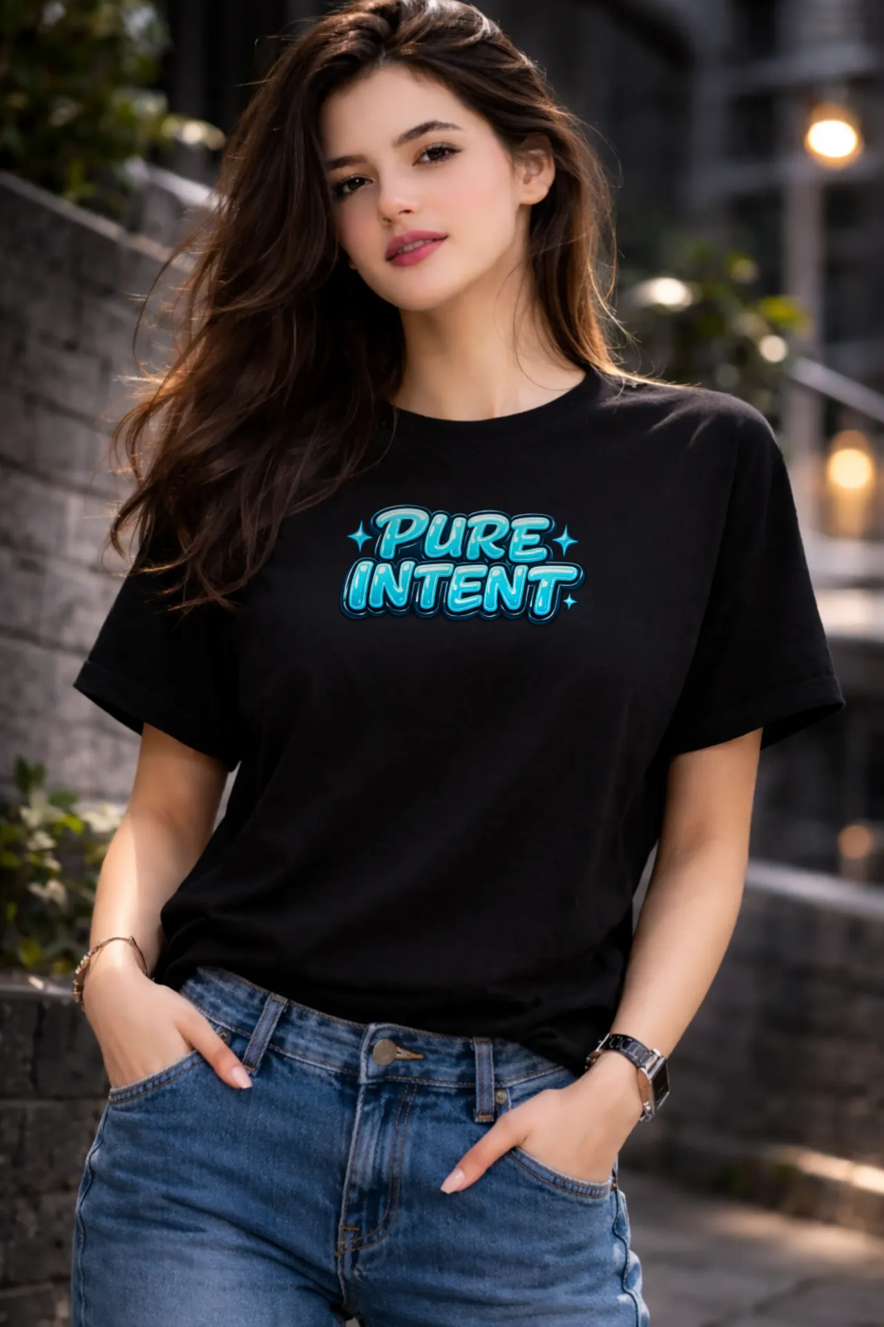 “Pure Intent” Graphic T-Shirt – Black | Regular Fit | Pure Premium Cotton (XS - 36)