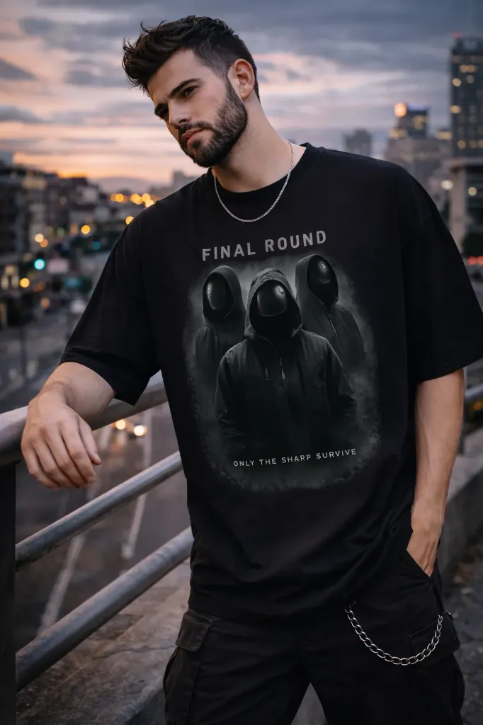 “Final Round – Only The Sharp Survive” Graphic T-Shirt for Men – Black | Regular Fit | Pure Premium Cotton