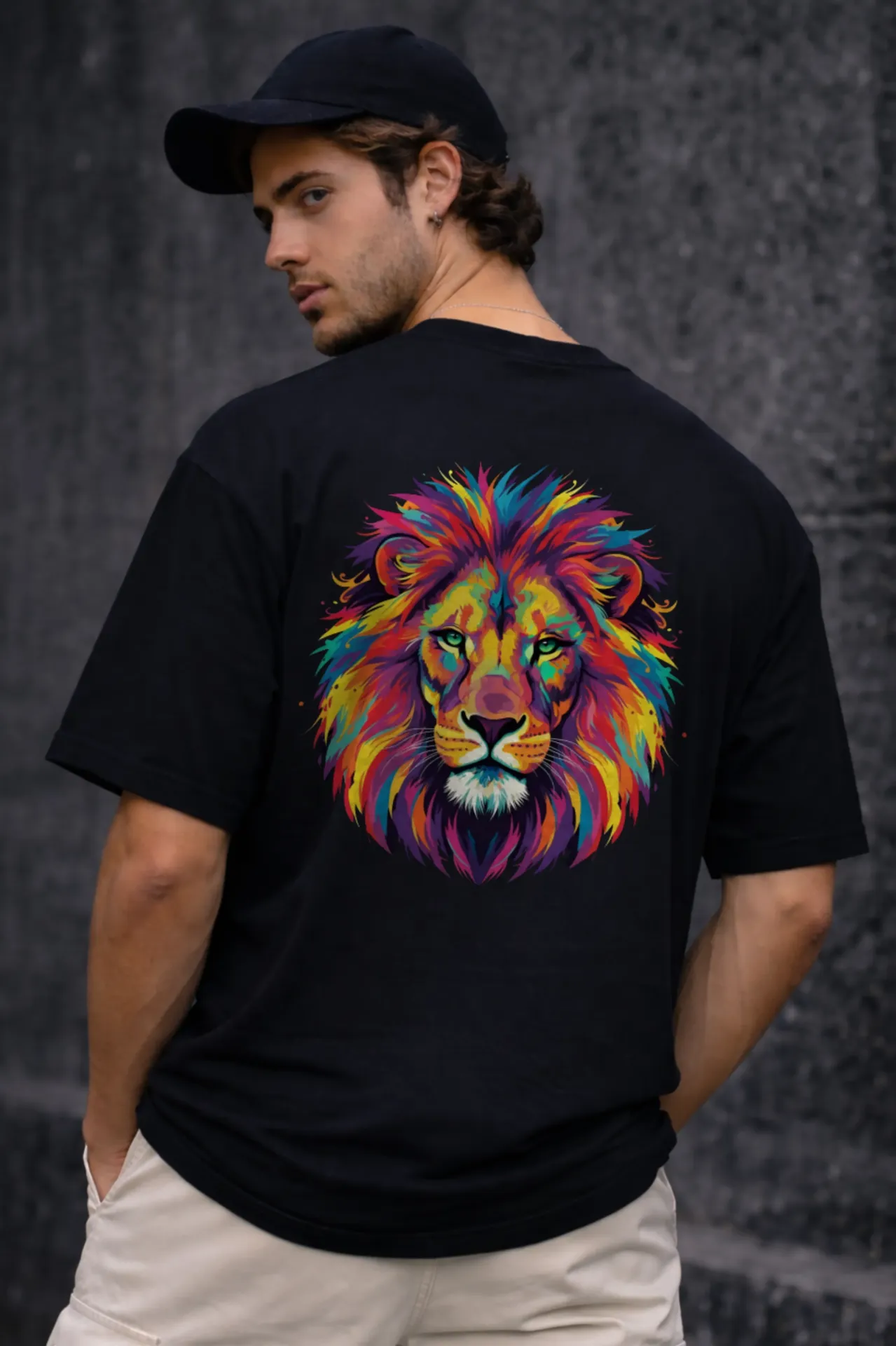 “King Soul” Lion Graphic Oversized T-Shirt for Men – Black | Regular Fit | Pure Premium Cotton | Both Side Printing