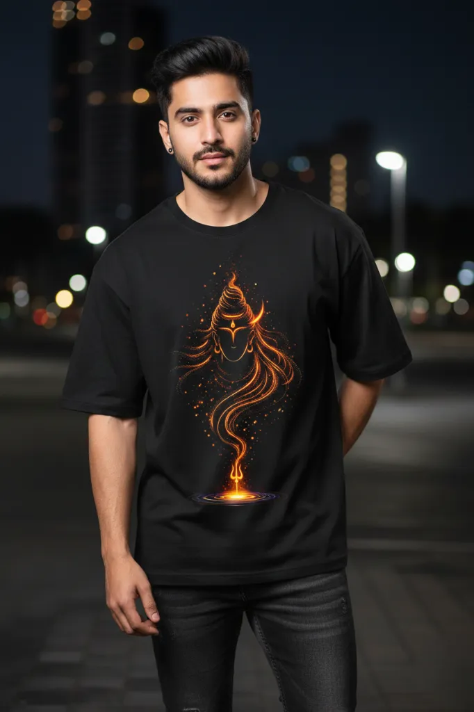 Spiritual Glow Shiva Art Oversized Graphic T-Shirt