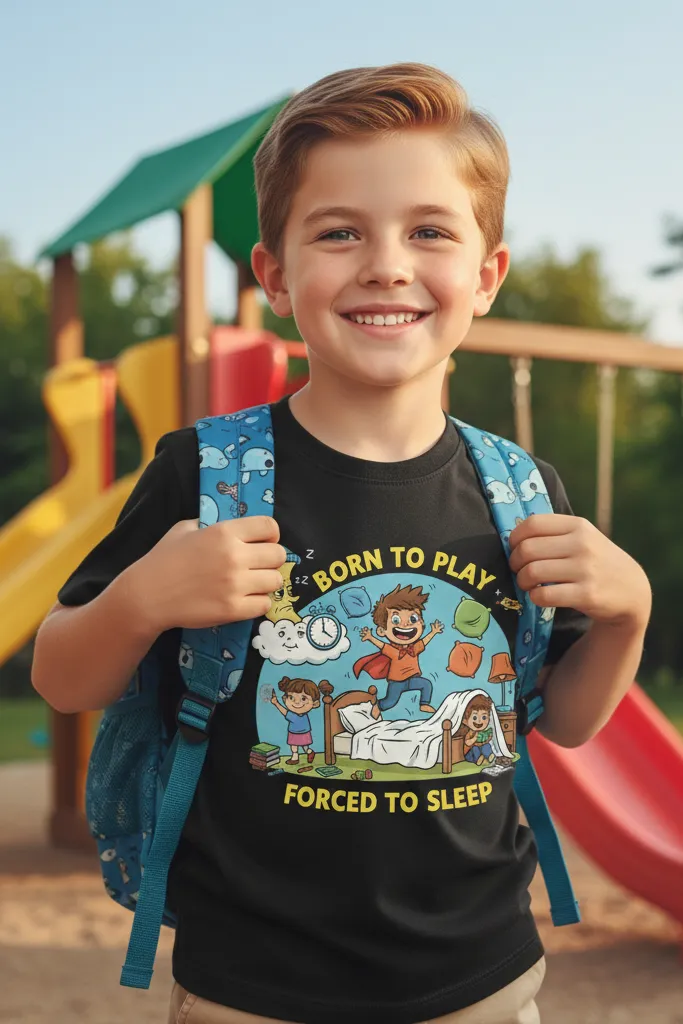 Kids “Born to Play” Cartoon Graphic T-Shirt (2 - 4 Yrs)