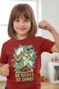 Kids Brave Dino Cartoon Graphic T-Shirt